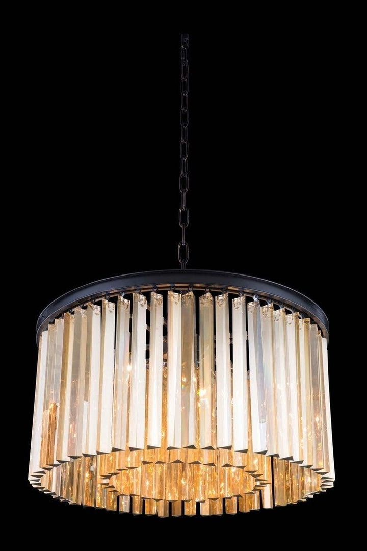 Steel with Crystal Rod Round Pendant / Chandelier - LV LIGHTING