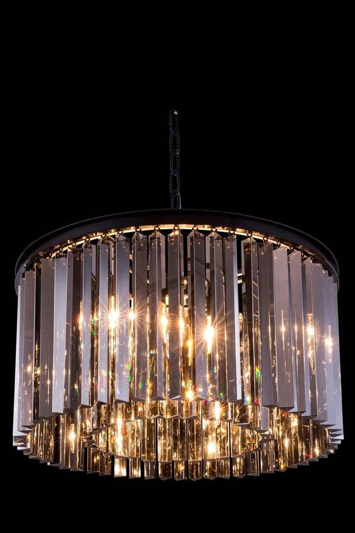 Steel with Crystal Rod Round Pendant / Chandelier - LV LIGHTING