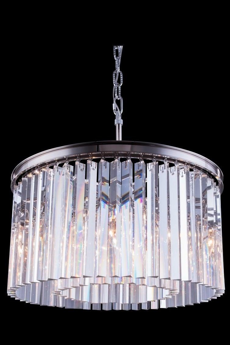 Steel with Crystal Rod Round Pendant / Chandelier - LV LIGHTING
