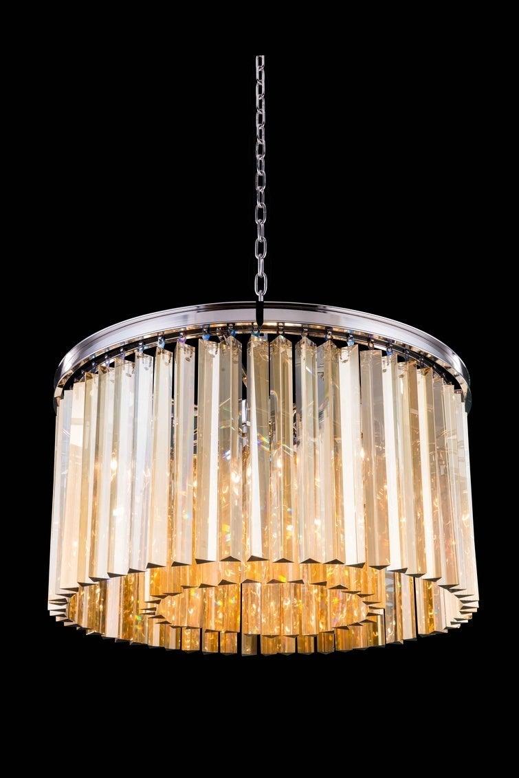 Steel with Crystal Rod Round Pendant / Chandelier - LV LIGHTING