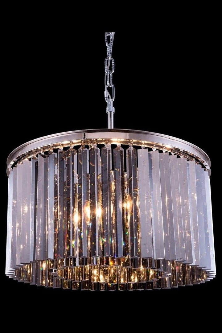 Steel with Crystal Rod Round Pendant / Chandelier - LV LIGHTING