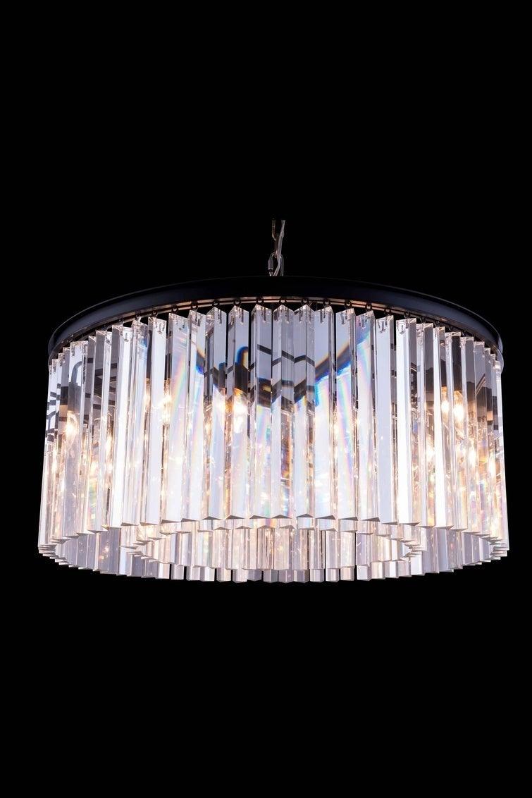 Steel with Crystal Rod Round Pendant / Chandelier - LV LIGHTING