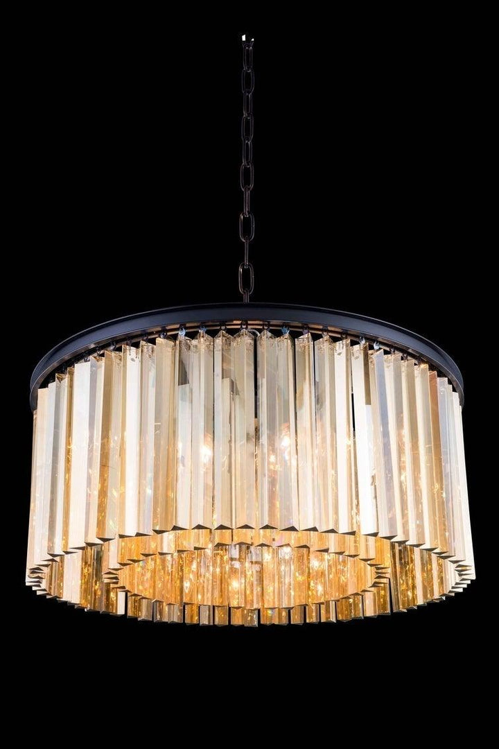 Steel with Crystal Rod Round Pendant / Chandelier - LV LIGHTING