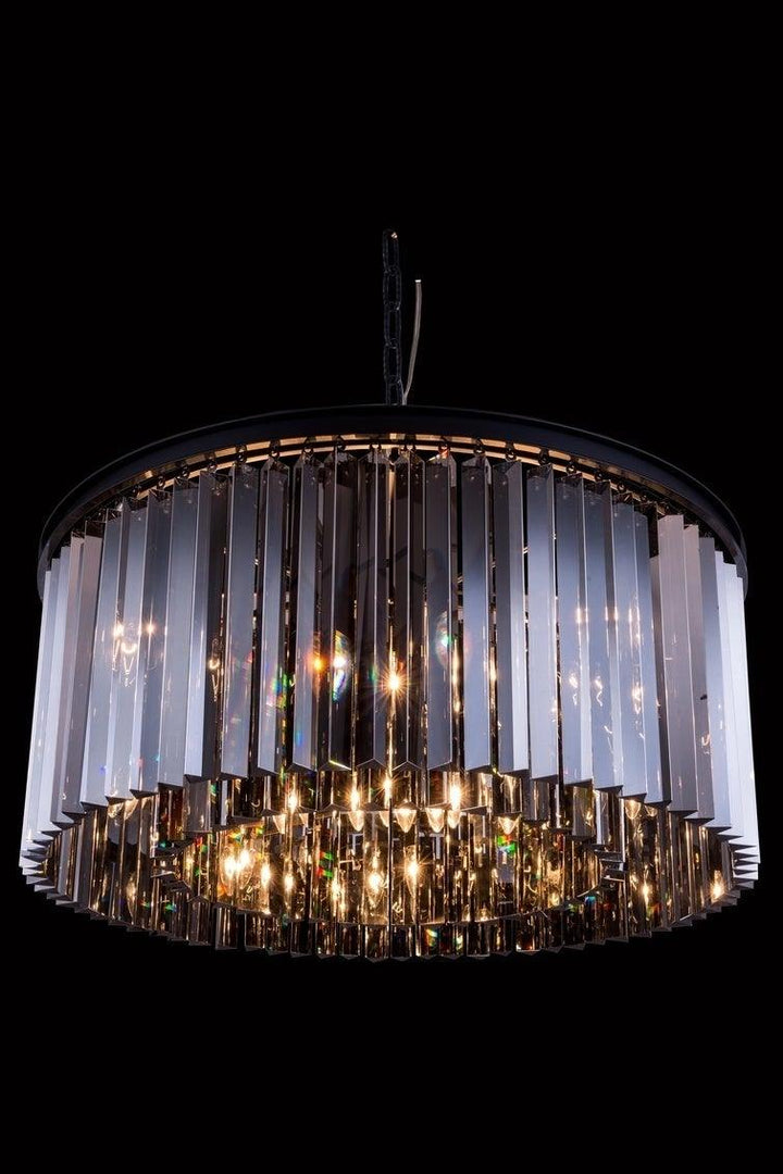 Steel with Crystal Rod Round Pendant / Chandelier - LV LIGHTING