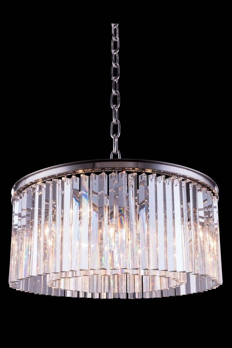 Steel with Crystal Rod Round Pendant / Chandelier - LV LIGHTING