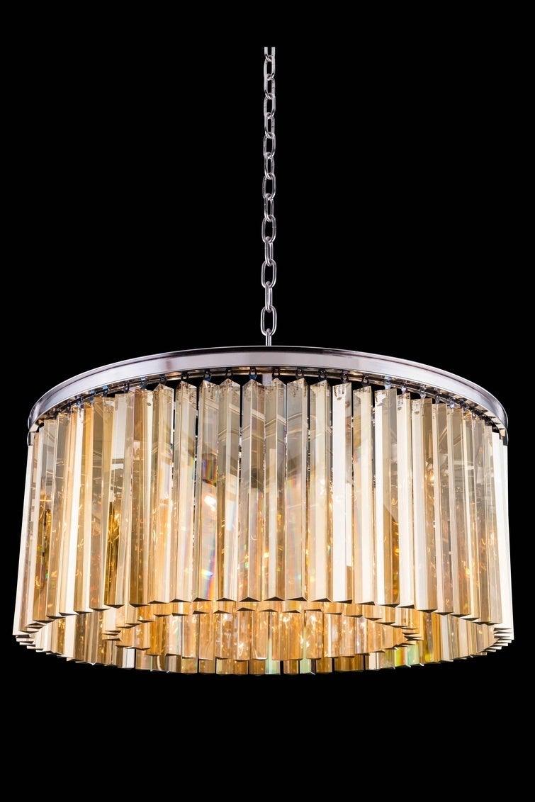 Steel with Crystal Rod Round Pendant / Chandelier - LV LIGHTING