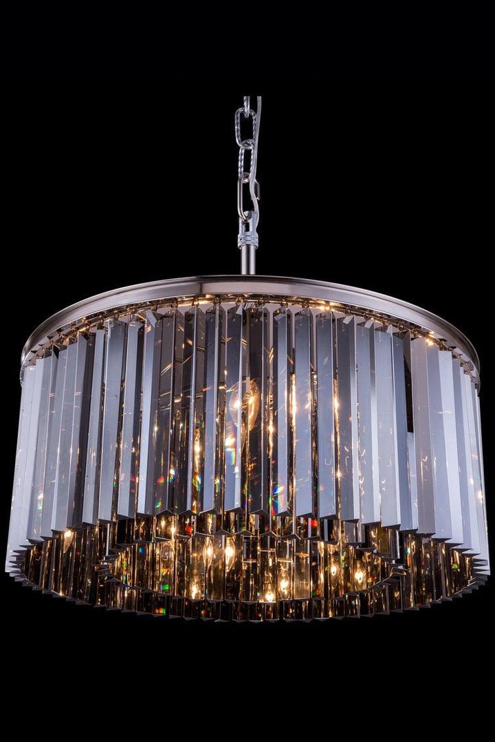 Steel with Crystal Rod Round Pendant / Chandelier - LV LIGHTING