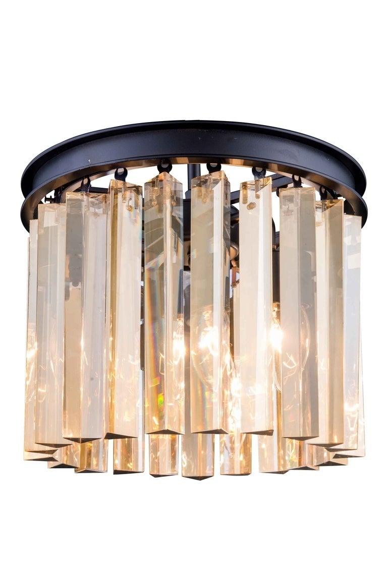 Steel with Crystal Rod Round Flush Mount - LV LIGHTING
