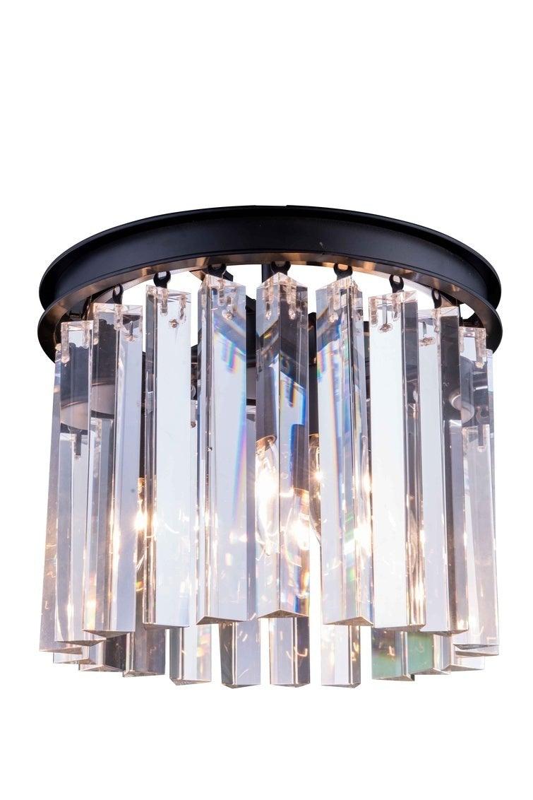 Steel with Crystal Rod Round Flush Mount - LV LIGHTING