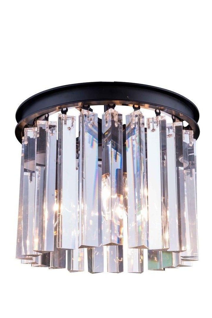 Steel with Crystal Rod Round Flush Mount - LV LIGHTING