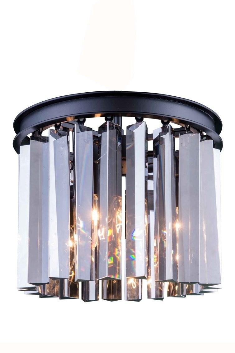 Steel with Crystal Rod Round Flush Mount - LV LIGHTING
