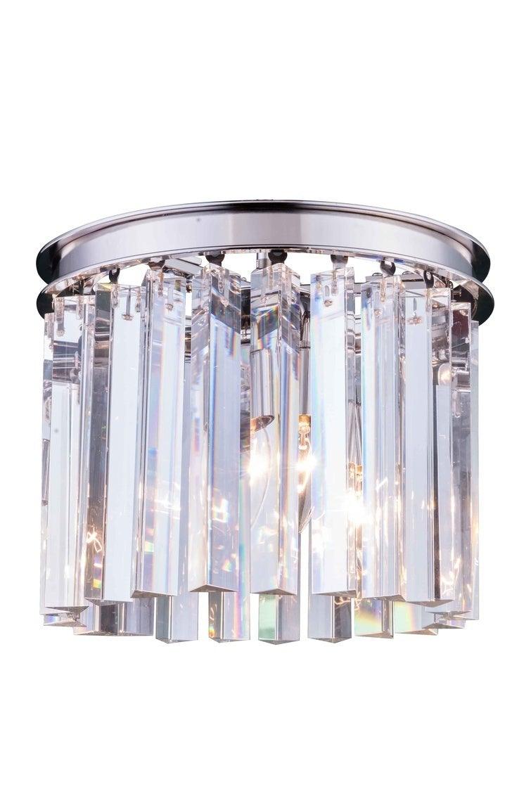 Steel with Crystal Rod Round Flush Mount - LV LIGHTING