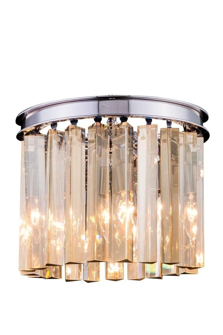 Steel with Crystal Rod Round Flush Mount - LV LIGHTING