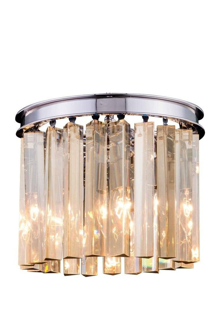 Steel with Crystal Rod Round Flush Mount - LV LIGHTING