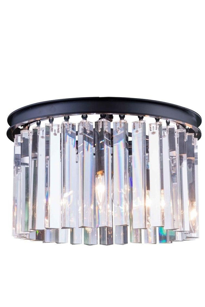 Steel with Crystal Rod Round Flush Mount - LV LIGHTING