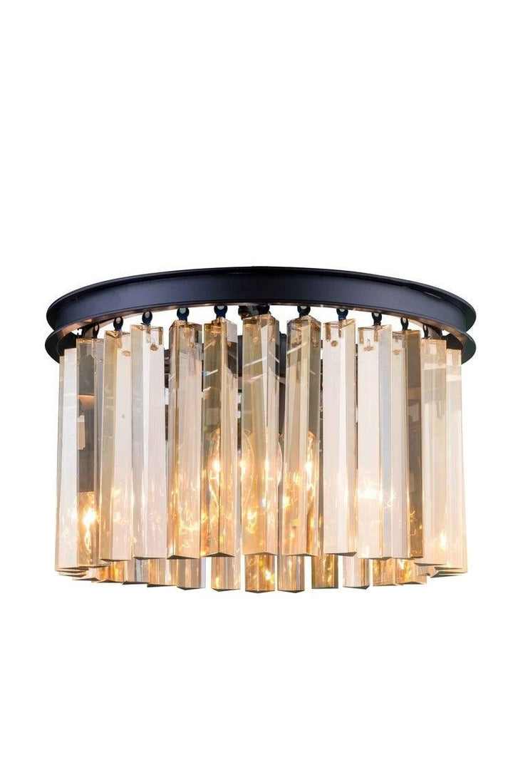 Steel with Crystal Rod Round Flush Mount - LV LIGHTING