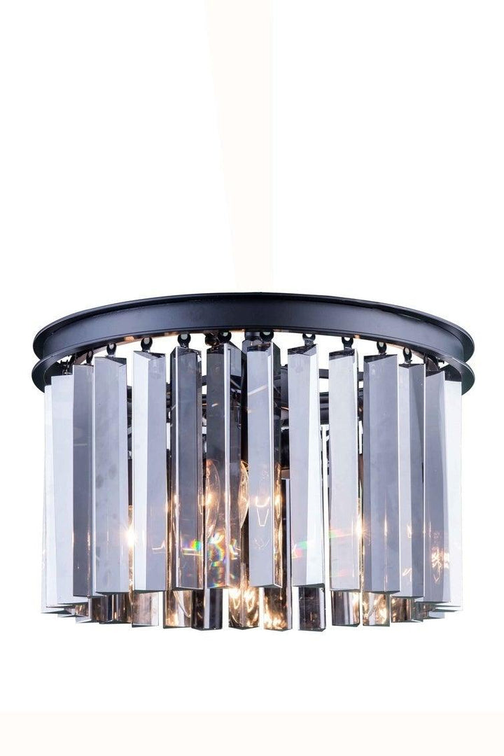Steel with Crystal Rod Round Flush Mount - LV LIGHTING