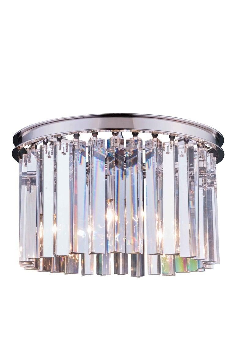 Steel with Crystal Rod Round Flush Mount - LV LIGHTING