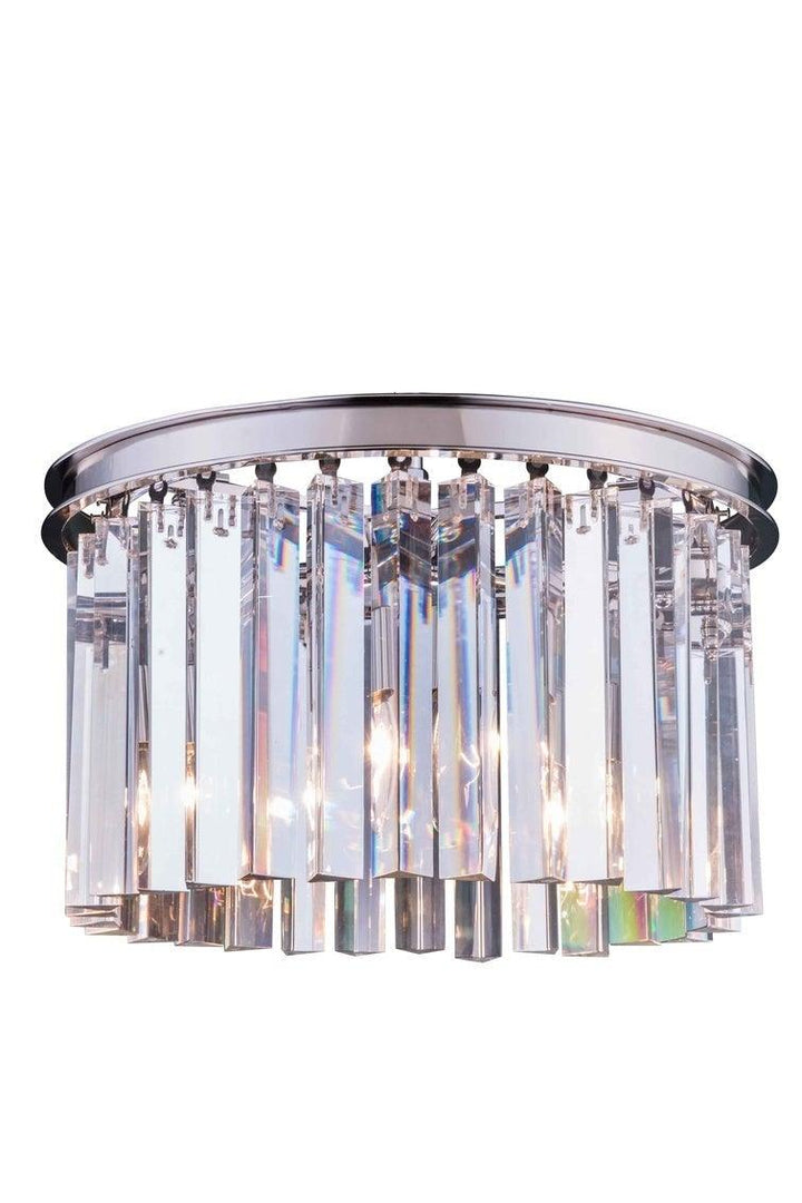Steel with Crystal Rod Round Flush Mount - LV LIGHTING