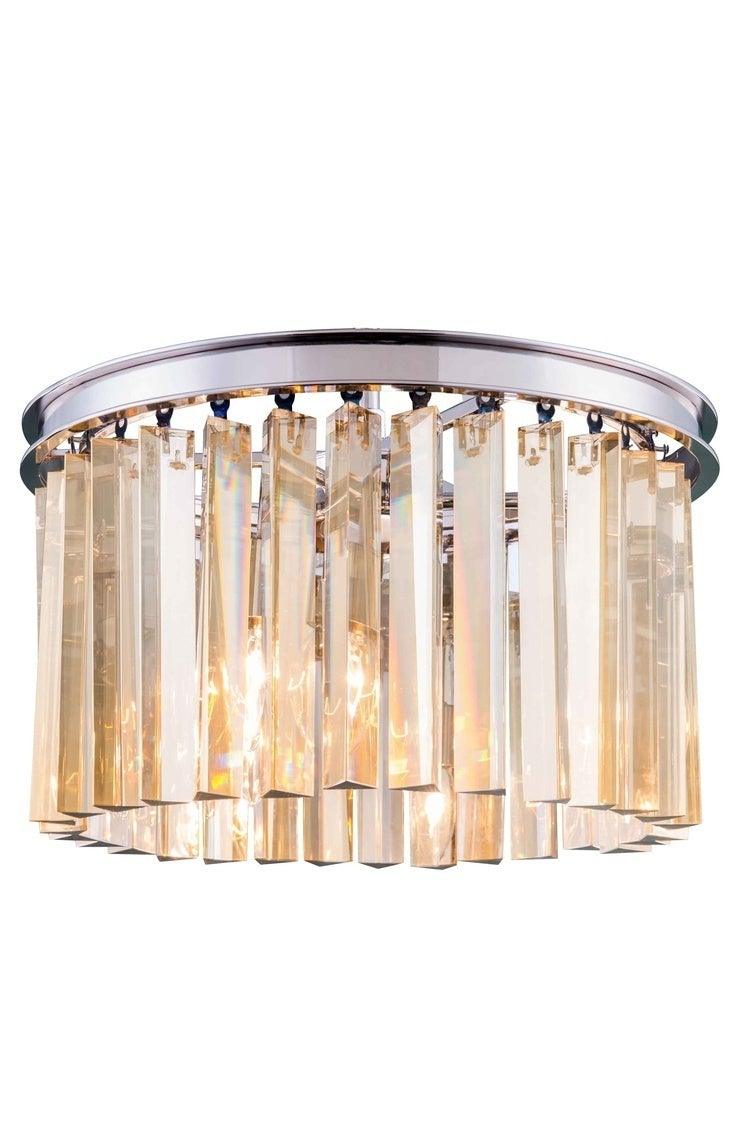 Steel with Crystal Rod Round Flush Mount - LV LIGHTING