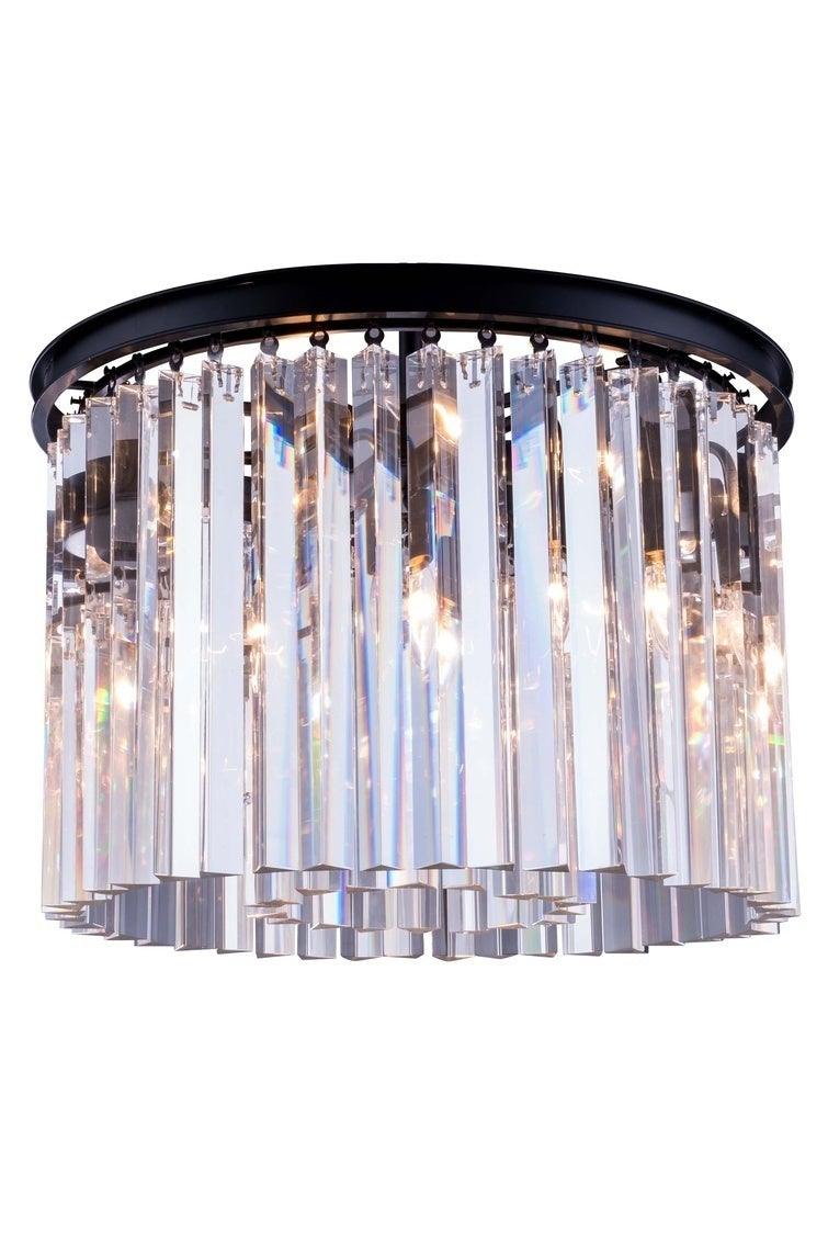Steel with Crystal Rod Round Flush Mount - LV LIGHTING