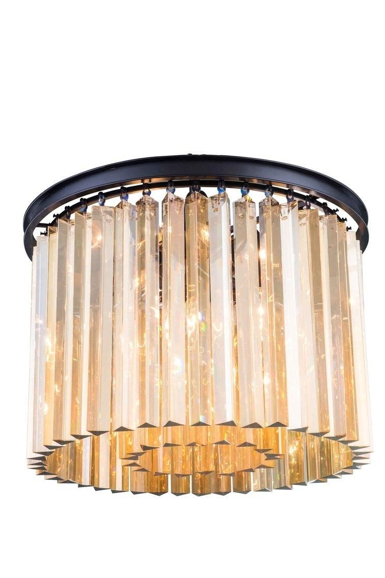 Steel with Crystal Rod Round Flush Mount - LV LIGHTING