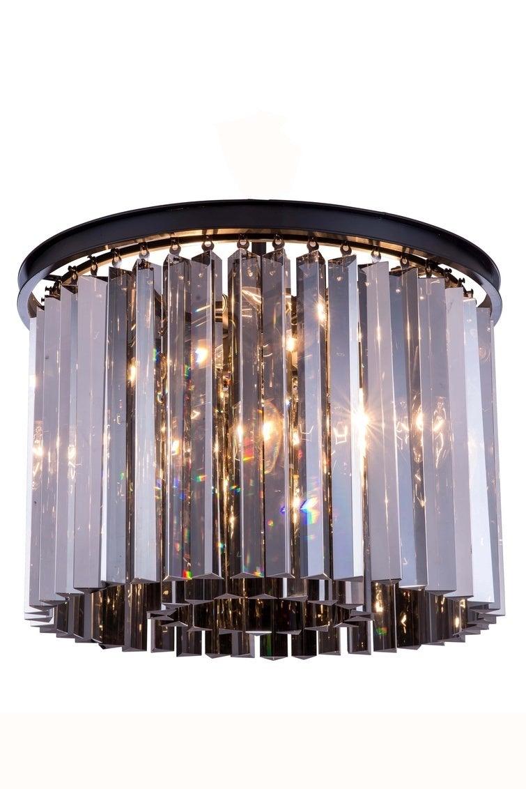 Steel with Crystal Rod Round Flush Mount - LV LIGHTING