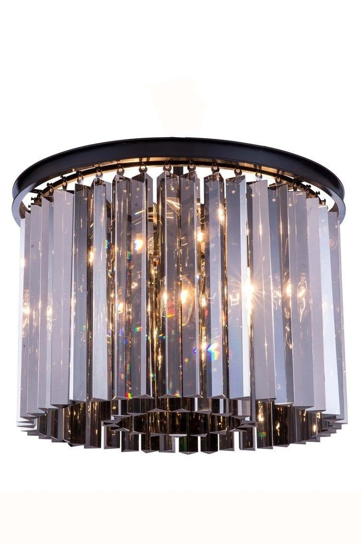 Steel with Crystal Rod Round Flush Mount - LV LIGHTING