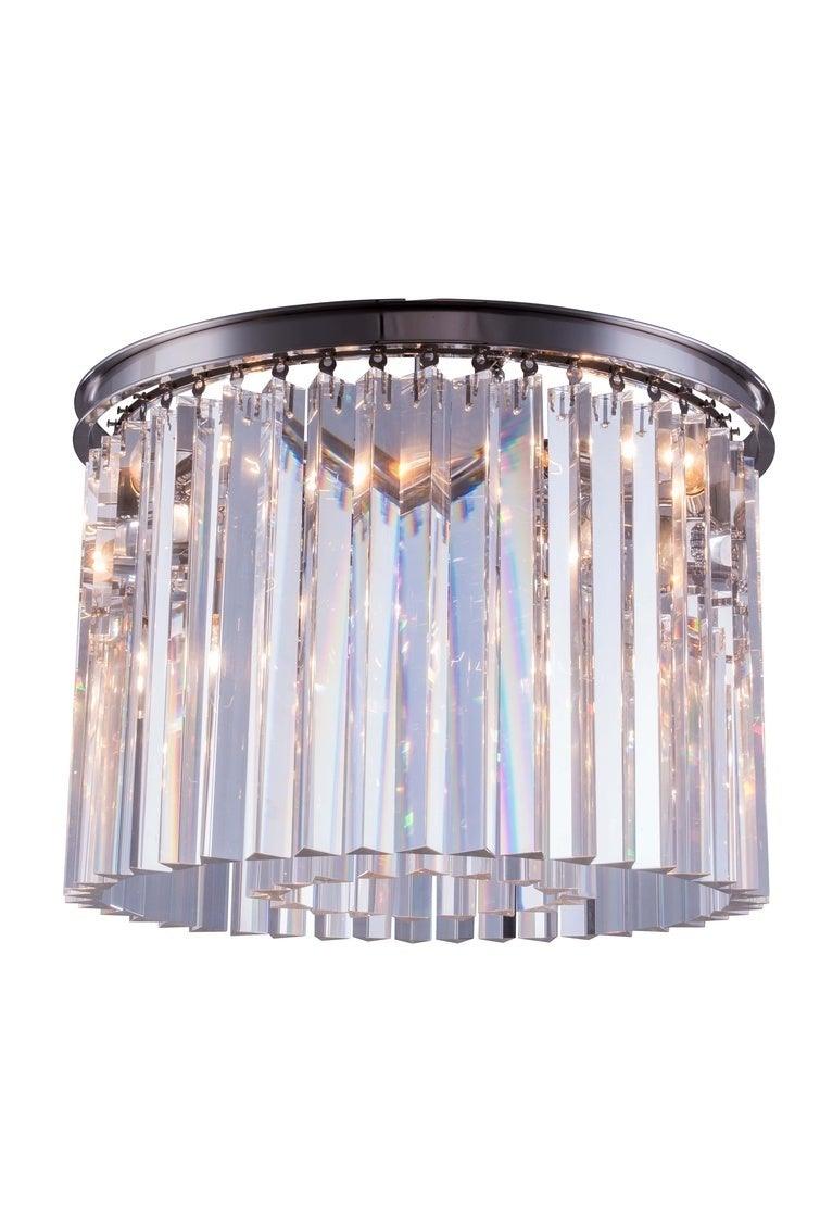 Steel with Crystal Rod Round Flush Mount - LV LIGHTING