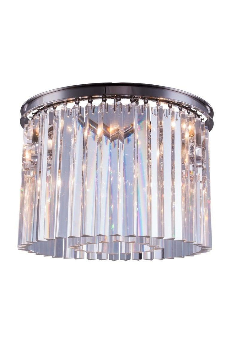Steel with Crystal Rod Round Flush Mount - LV LIGHTING