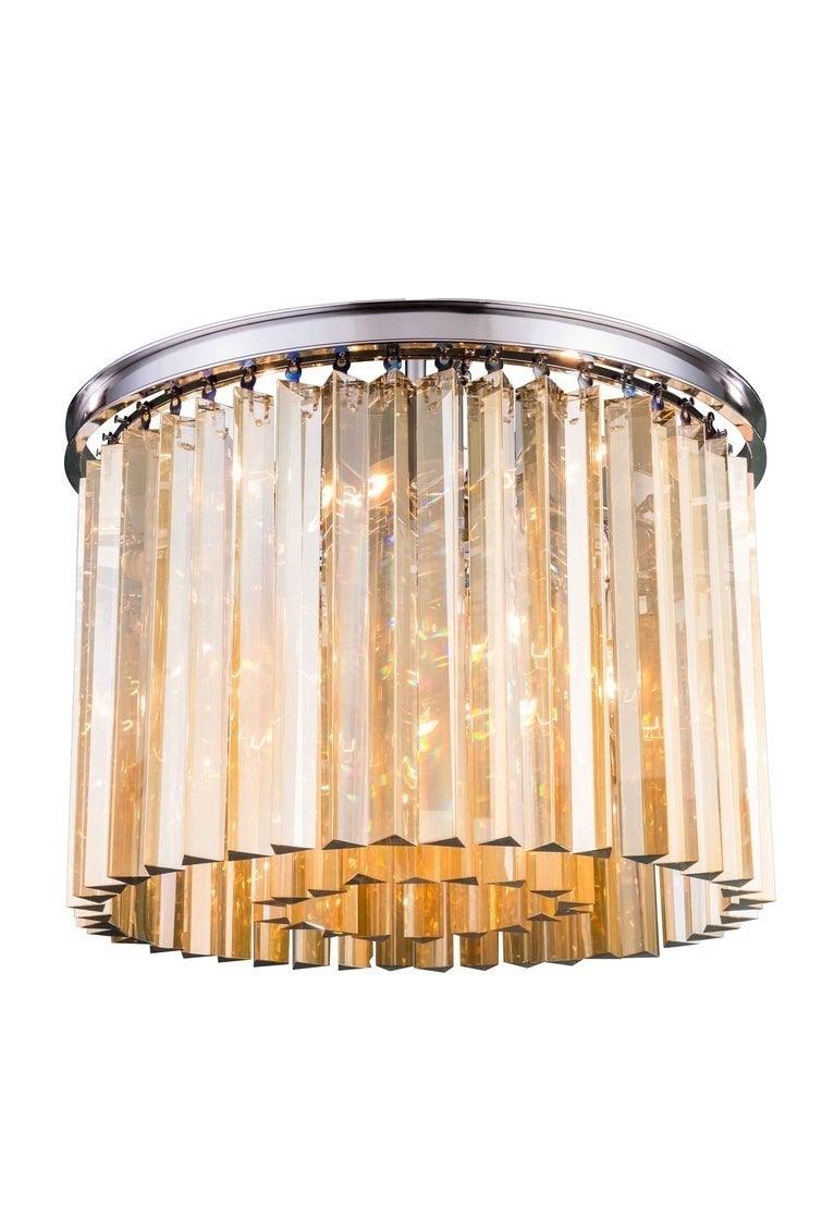 Steel with Crystal Rod Round Flush Mount - LV LIGHTING
