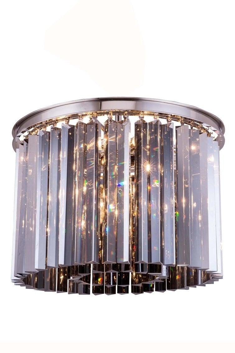 Steel with Crystal Rod Round Flush Mount - LV LIGHTING