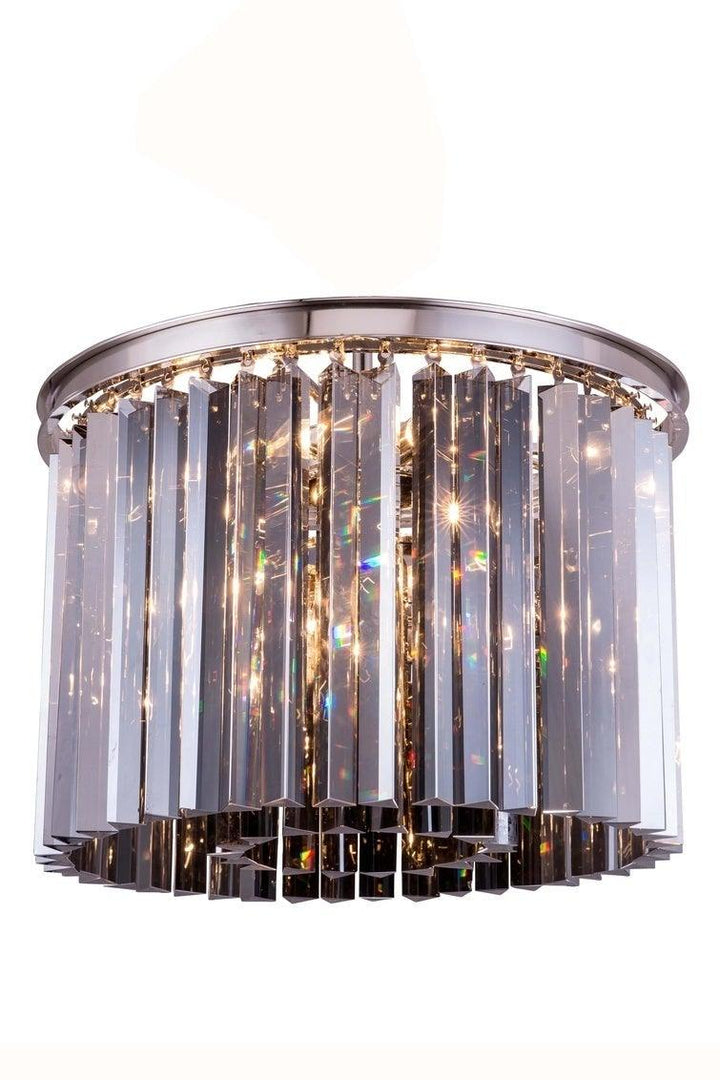 Steel with Crystal Rod Round Flush Mount - LV LIGHTING