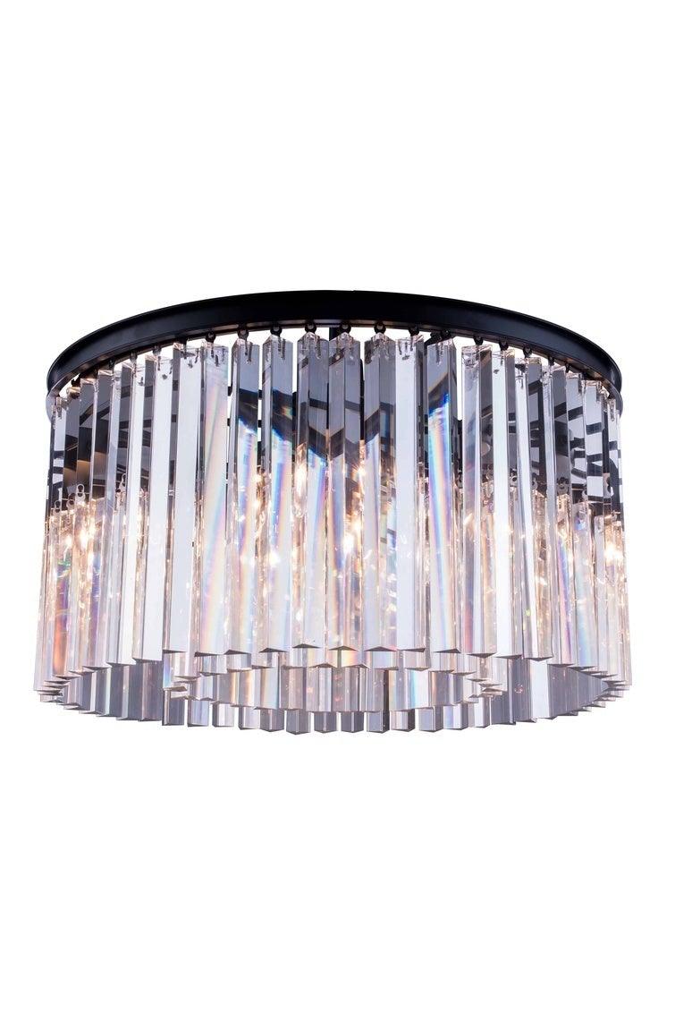 Steel with Crystal Rod Round Flush Mount - LV LIGHTING