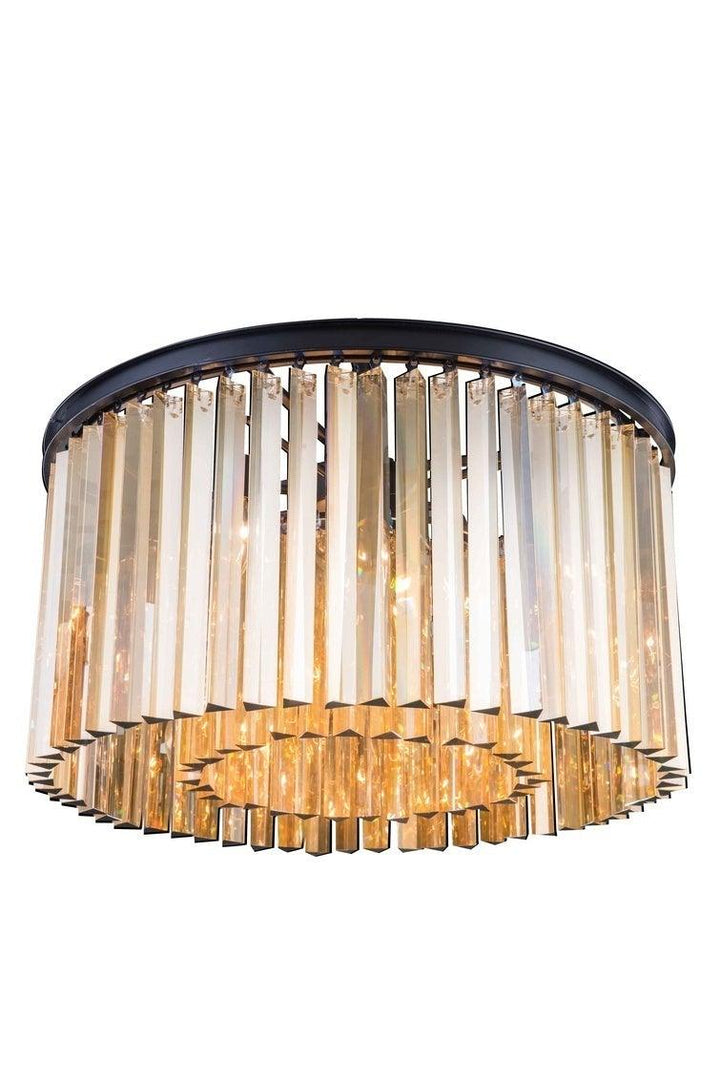 Steel with Crystal Rod Round Flush Mount - LV LIGHTING