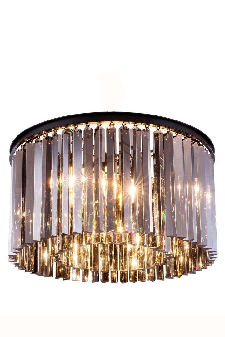 Steel with Crystal Rod Round Flush Mount - LV LIGHTING
