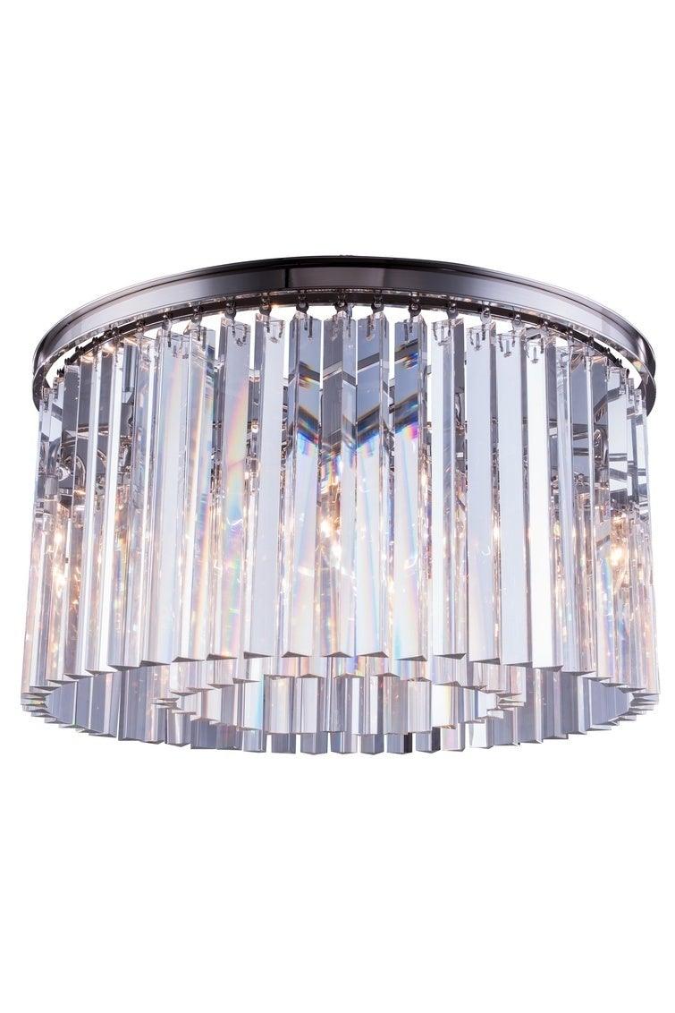 Steel with Crystal Rod Round Flush Mount - LV LIGHTING