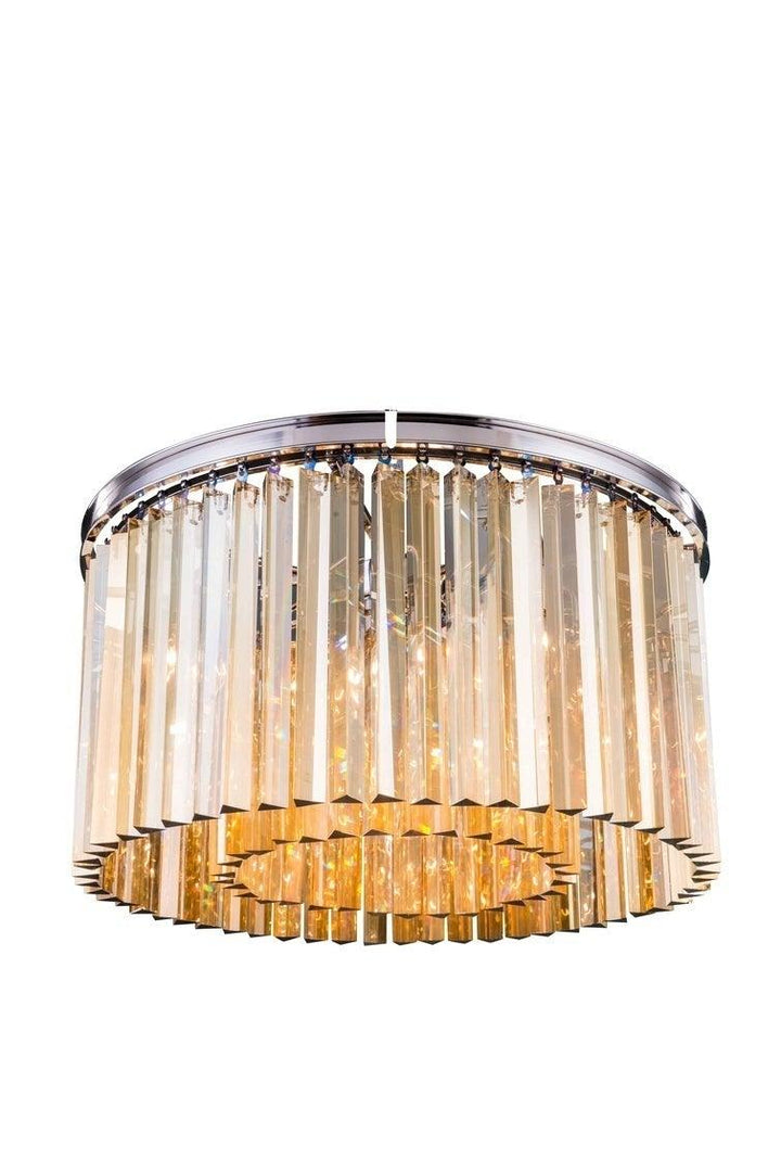 Steel with Crystal Rod Round Flush Mount - LV LIGHTING