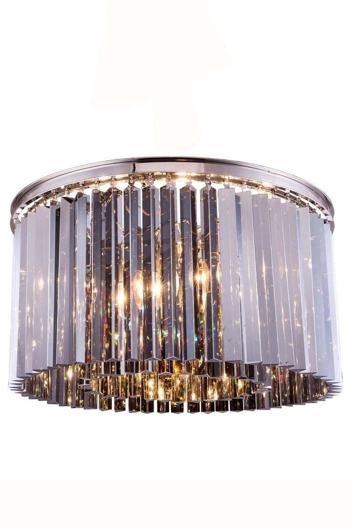 Steel with Crystal Rod Round Flush Mount - LV LIGHTING