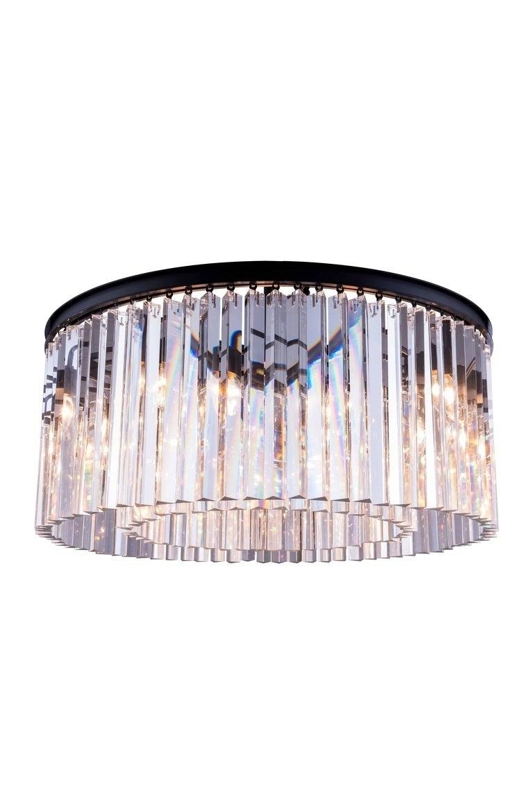 Steel with Crystal Rod Round Flush Mount - LV LIGHTING