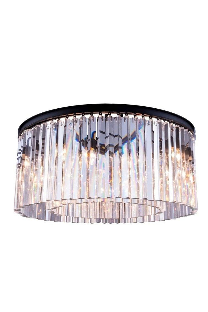 Steel with Crystal Rod Round Flush Mount - LV LIGHTING