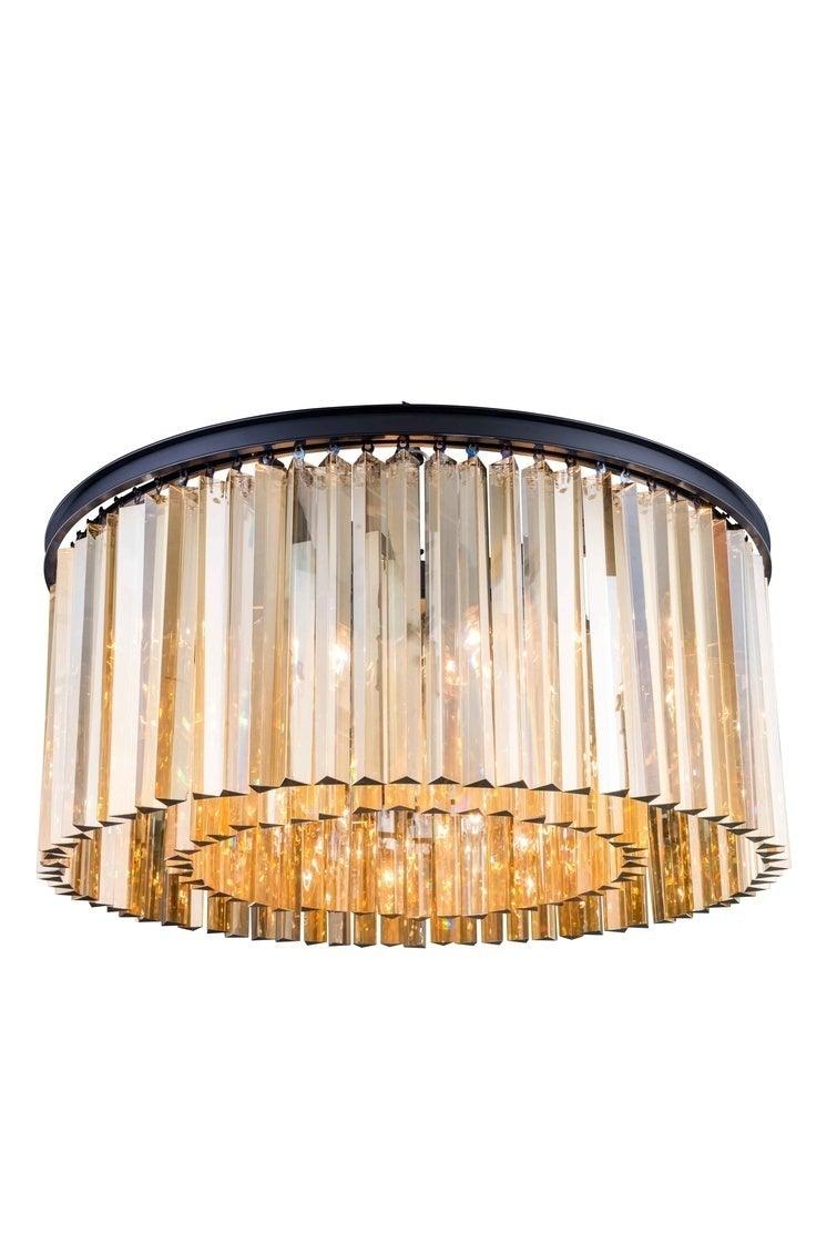 Steel with Crystal Rod Round Flush Mount - LV LIGHTING