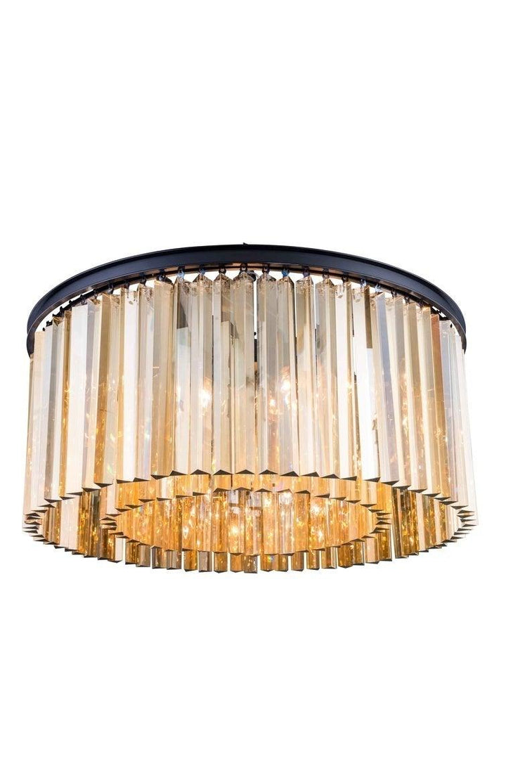 Steel with Crystal Rod Round Flush Mount - LV LIGHTING