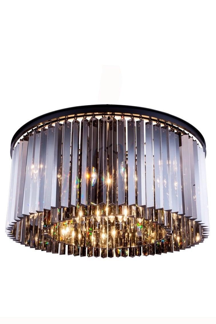 Steel with Crystal Rod Round Flush Mount - LV LIGHTING
