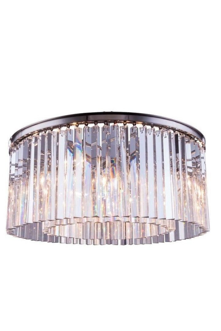 Steel with Crystal Rod Round Flush Mount - LV LIGHTING