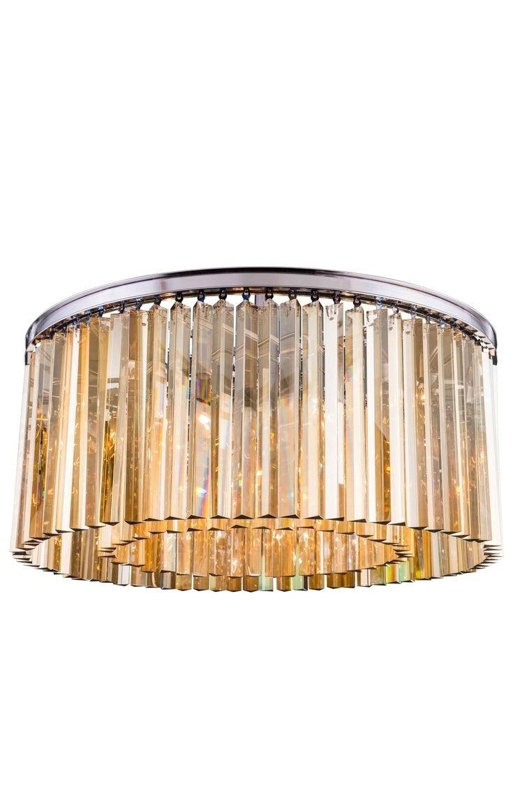 Steel with Crystal Rod Round Flush Mount - LV LIGHTING