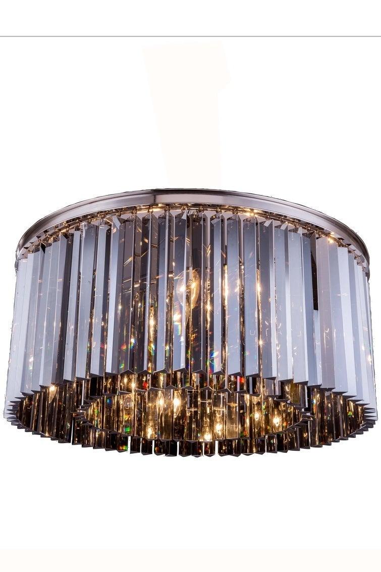 Steel with Crystal Rod Round Flush Mount - LV LIGHTING