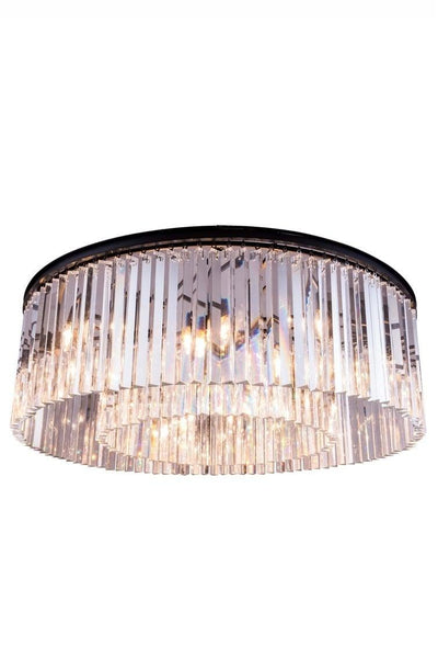 Steel with Crystal Rod Round Flush Mount - LV LIGHTING