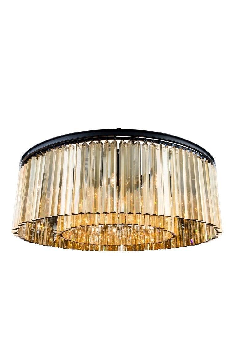 Steel with Crystal Rod Round Flush Mount - LV LIGHTING
