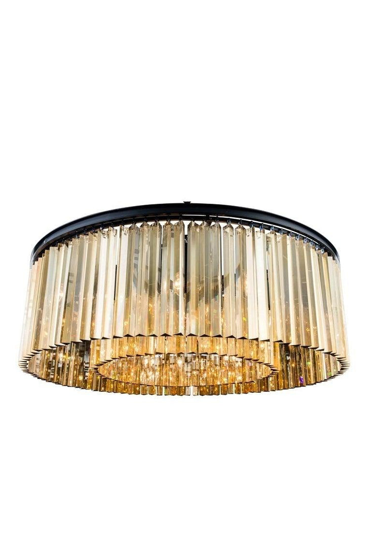 Steel with Crystal Rod Round Flush Mount - LV LIGHTING